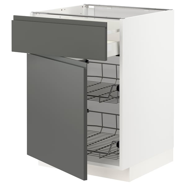 METOD kitchen unit, grey & white, modern design, pull-out racks, steel frame.