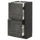 METOD kitchen cabinet in dark gray with concrete effect, wood grain texture, four drawers, sleek design.