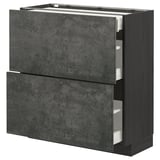 A dark grey METOD kitchen cabinet with two drawers and one shelf.