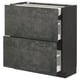 A dark grey METOD kitchen cabinet with two drawers and one shelf.