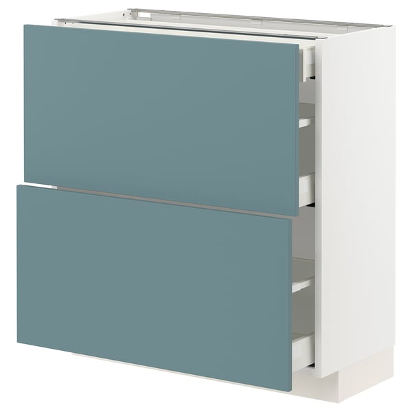 METOD kitchen unit in turquoise with pull-out drawers, modern sleek design.