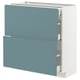 METOD kitchen unit in turquoise with pull-out drawers, modern sleek design.