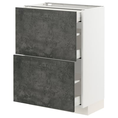 METOD kitchen unit, dark grey, white interior, 2 drawers, modern design.