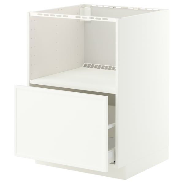 METOD / MAXIMERA Base cabinet f built-in appliances, white/Aspudden matt white, 60x60 cm