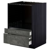 METOD kitchen unit: dark grey base cabinet with open top and two drawers. Self-closing drawers. Urban design with concrete effect.