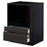METOD black kitchen unit: 3 drawers, modern design, dark edges, white drawer interiors.