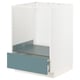 METOD kitchen unit in white with turquoise drawer, modern, smooth finish.