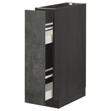 METOD cabinet: dark grey, wood texture, rectangular, with pull-out compartments for urban kitchen storage.