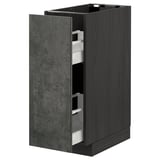 METOD dark grey kitchen cabinet with pull-out drawer, modern concrete finish.