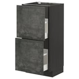 METOD dark grey kitchen cabinet with concrete effect and two drawers.