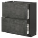 METOD dark grey kitchen unit, concrete effect, rectangular with two drawers, wood frame.