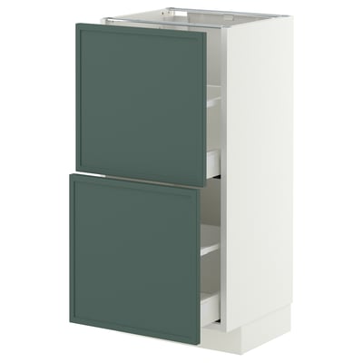 METOD / MAXIMERA Base cabinet with 2 drawers, white/Aspudden dark grey-green, 40x37 cm