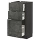 This image the METOD kitchen unit with dark grey concrete effect drawers, framed in black. It has three pull-out drawers with a sleek, modern design.