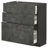 Modern grey storage unit with three drawers.