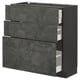 Modern grey storage unit with three drawers.