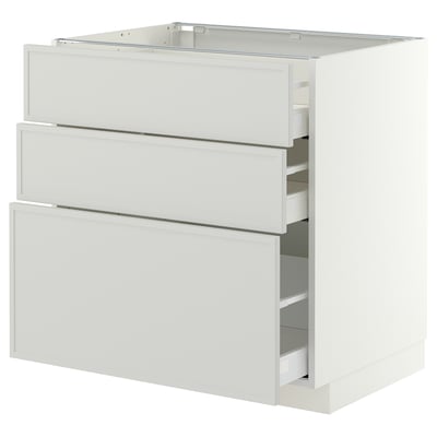 METOD / MAXIMERA Base cabinet with 3 drawers, white/Aspudden light grey, 80x60 cm