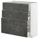 This image shows a METOD kitchen unit in dark grey with multiple drawers. It a contemporary urban design with concrete effect fronts.