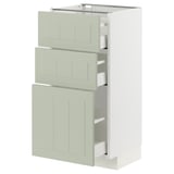 METOD kitchen unit with green stensund fronts, three drawers.