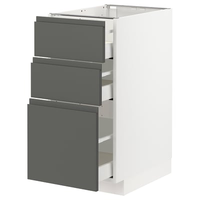METOD kitchen unit in dark grey with three drawers, sleek design.