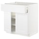 White METOD kitchen unit with drawer and shelf.