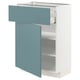 METOD kitchen unit: white & turquoise drawers, rectangular, modern design.