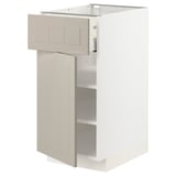 METOD kitchen unit in beige with drawer and shelves, modern design.