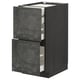 METOD kitchen unit: dark gray concrete drawers, wood frame. Three open drawers. Modern design.
