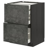 Ikea METOD kitchen unit, dark grey, modern concrete effect, three drawers, sleek design.