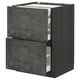 Ikea METOD kitchen unit, dark grey, modern concrete effect, three drawers, sleek design.