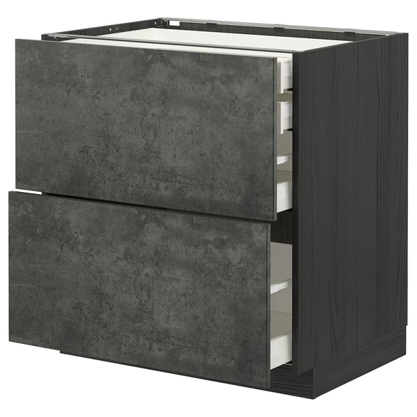 METOD kitchen unit, grey, 3 drawers, wood, modern design.