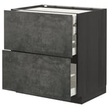 METOD kitchen unit, grey, 3 drawers, wood, modern design.