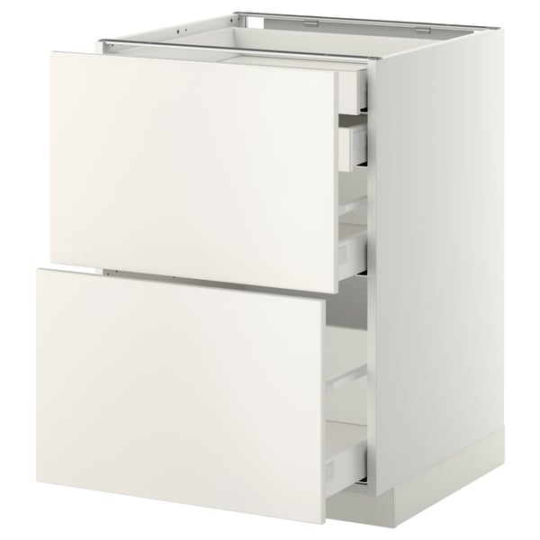Ikea METOD white kitchen cabinet with drawers.
