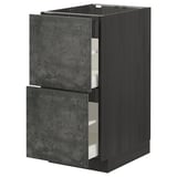 Dark grey modern kitchen cabinet with concrete-effect drawers and sleek design.