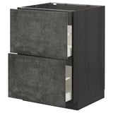 Modern dark gray drawers, METOD kitchen cabinet, concrete effect, four compartments.