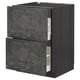 Modern dark gray drawers, METOD kitchen cabinet, concrete effect, four compartments.