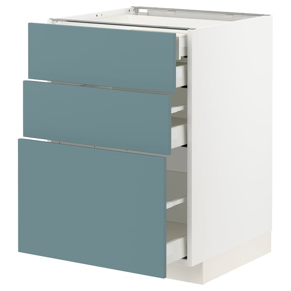 METOD kitchen unit, turquoise, 3 drawers, modern smooth design.