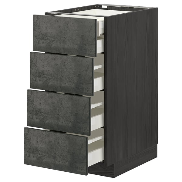 METOD dark grey drawer unit, wood and concrete effect.