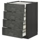 METOD kitchen unit - dark grey concrete effect drawers in dark wood cabinet.