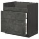 METOD kitchen cabinet in dark gray with three drawers, sleek and modern design.