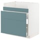 Turquoise METOD kitchen unit with drawers, sleek and modern design.