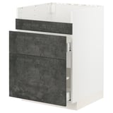 White METOD kitchen cabinet with dark grey concrete effect drawers.