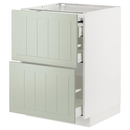 METOD kitchen unit in green with multiple drawers and cabinet.