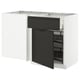 Modern, white corner kitchen cabinet unit with black pull-out shelves. Featured in ikeas METOD series.