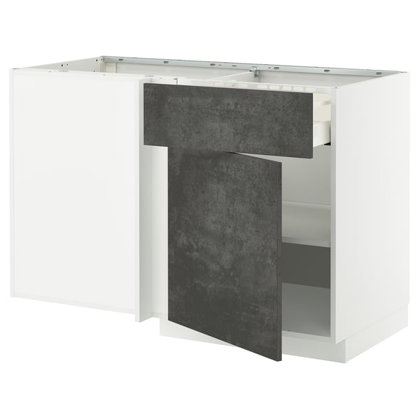 Modern kitchen unit: METOD, white, dark grey accents, square shape, minimalist design.