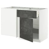 Modern kitchen unit: METOD, white, dark grey accents, square shape, minimalist design.