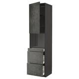 Modern dark grey kitchen cabinet with drawers, slender tall design.