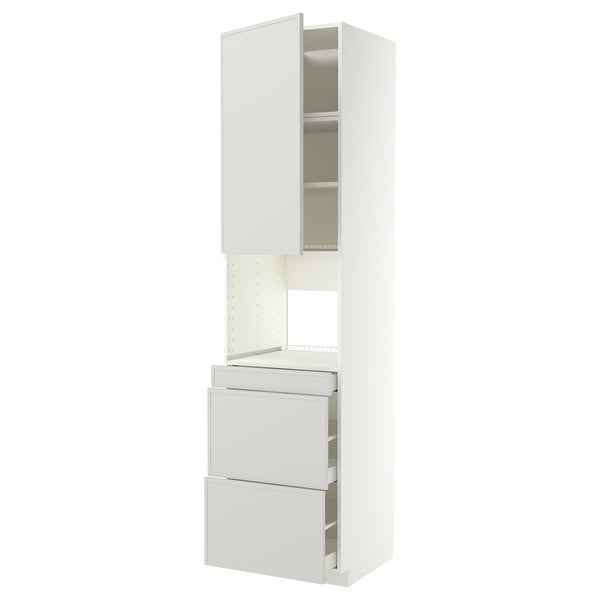 METOD / MAXIMERA Hi cab f micro combi w door/3 drwrs, white/Aspudden light grey, 60x60x240 cm