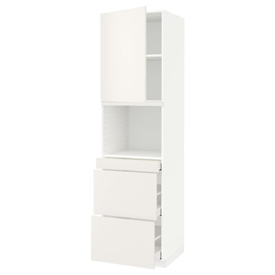 Product: METOD, white kitchen unit, includes cabinets and drawers, modern minimalist design.