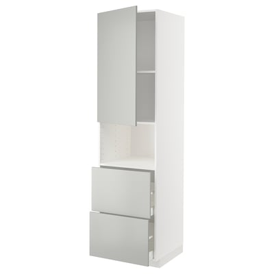 METOD kitchen unit, white-gray, modern, clean design, 3 compartments, 2 drawers, sleek handles.