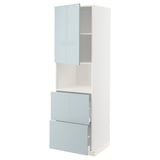 High gloss grey-blue METOD kitchen cabinet, modern design with drawers and shelves.